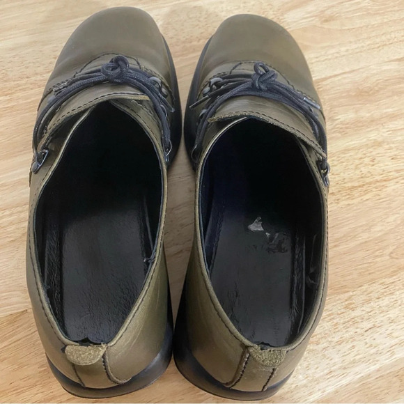 Dankso Janika Oxfords 41 Green Leather Lace Up Shoes Clogs Chunky Platform Y2K - Picture 5 of 7